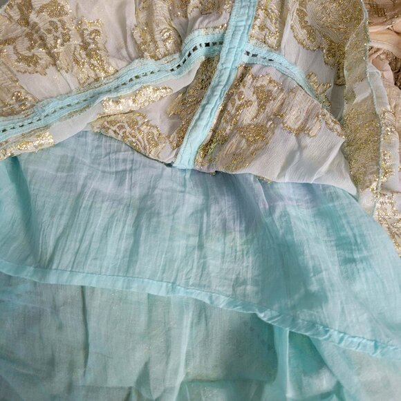 Boho Madrid Size S Short Sleeve Lurex Floral Mini Ombre Dress - Picture 11 of 14